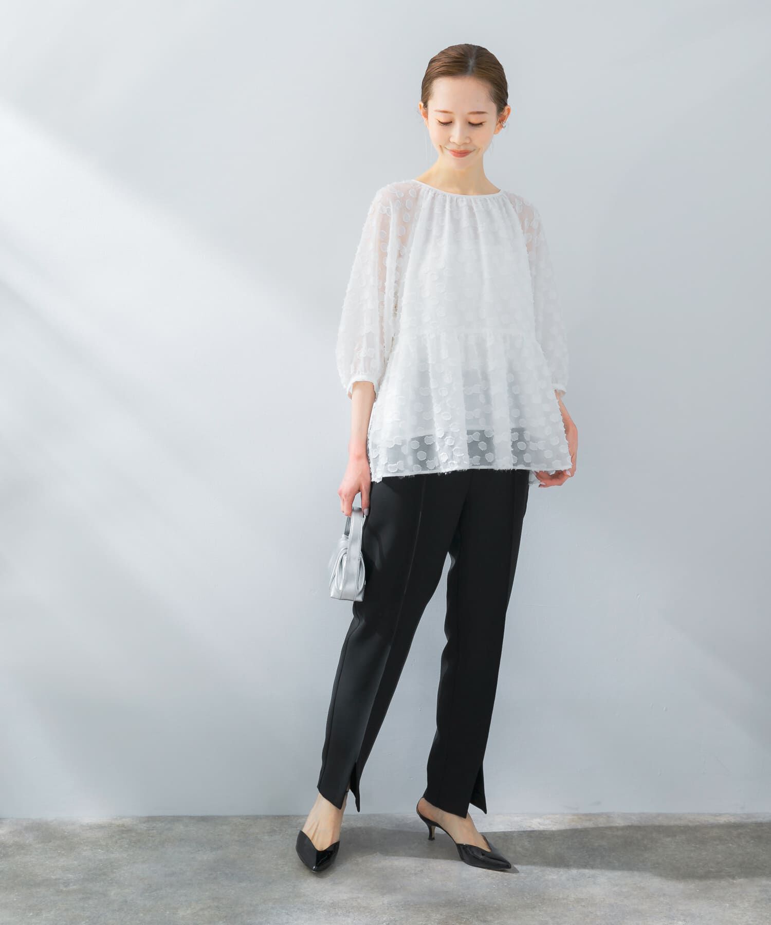 URBAN RESEARCH ROSSO「ラメジャガードペプラムブラウス」|シャツ・ブラウス|