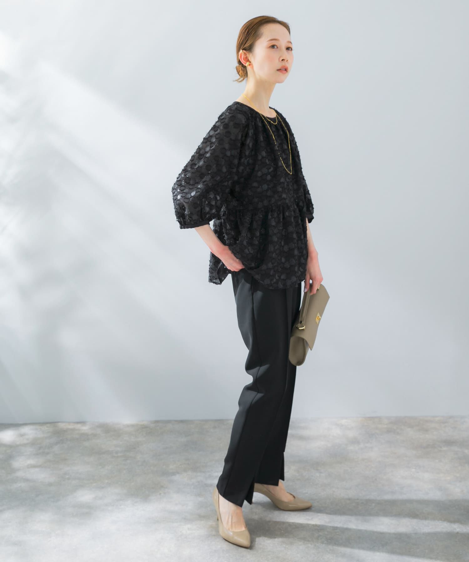 URBAN RESEARCH ROSSO「ラメジャガードペプラムブラウス」|シャツ・ブラウス|