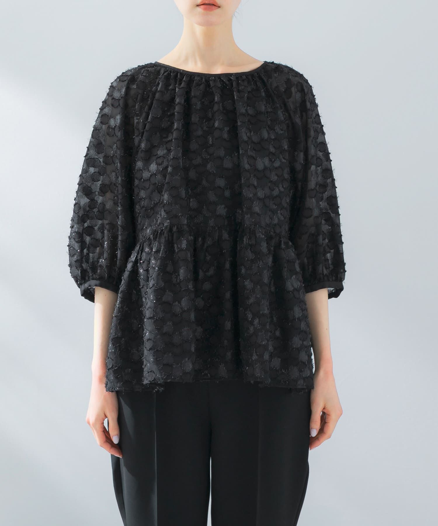 URBAN RESEARCH ROSSO「ラメジャガードペプラムブラウス」|シャツ・ブラウス|