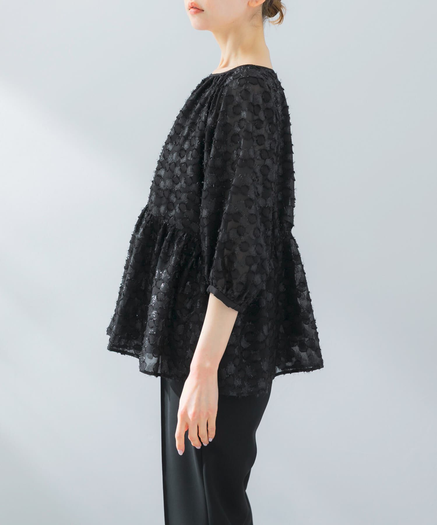 URBAN RESEARCH ROSSO「ラメジャガードペプラムブラウス」|シャツ・ブラウス|