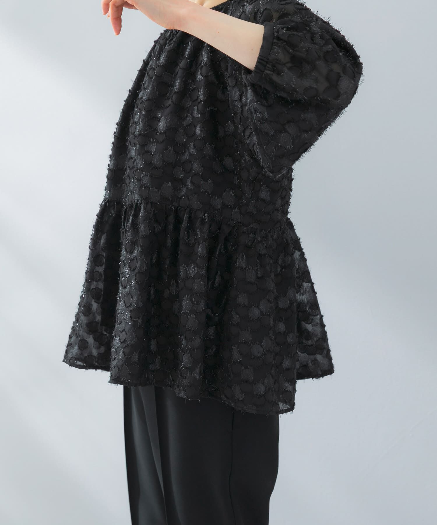 URBAN RESEARCH ROSSO「ラメジャガードペプラムブラウス」|シャツ・ブラウス|