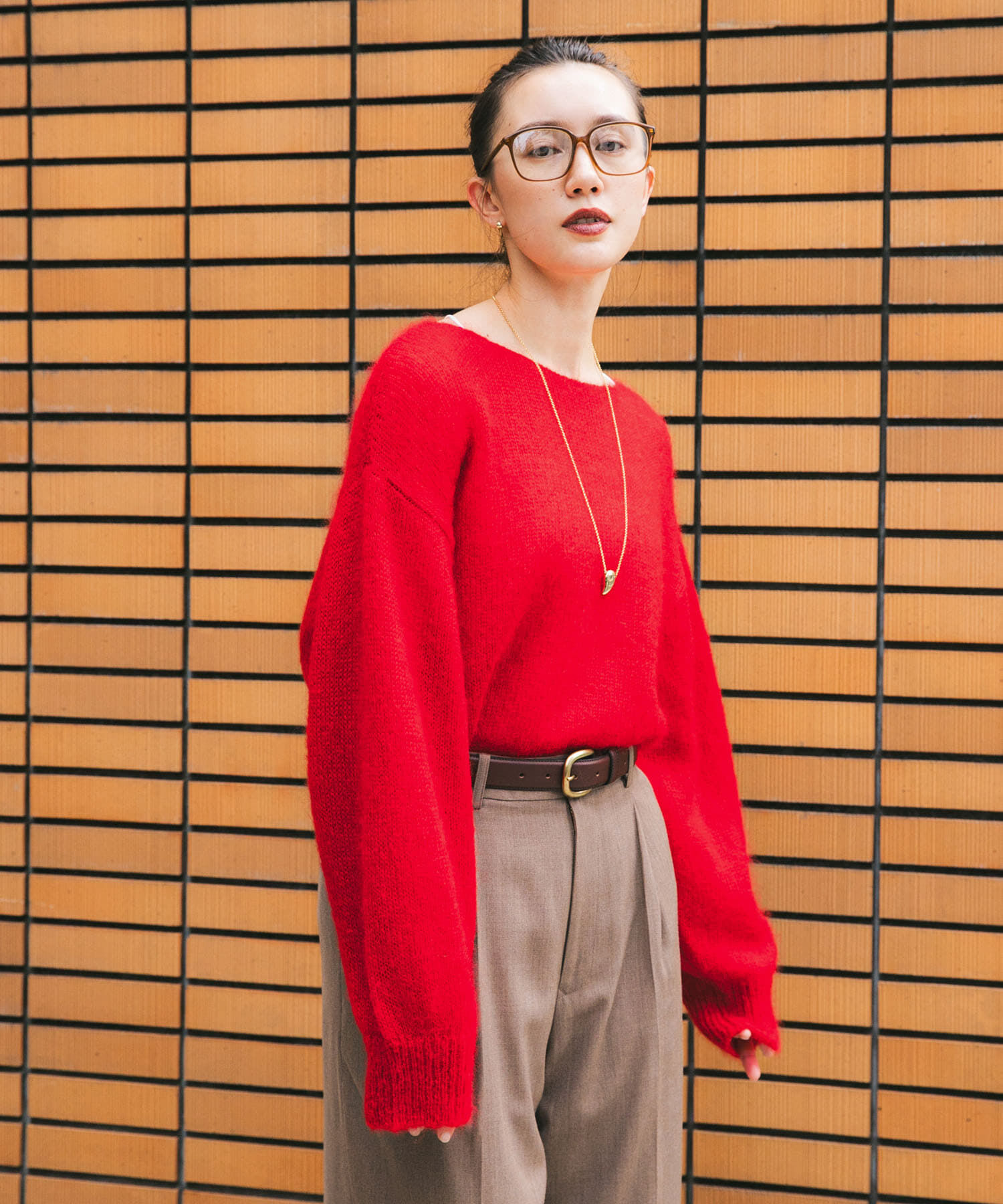 URBAN RESEARCH「ヘアリールーズニット」|ニット・セーター|レッド