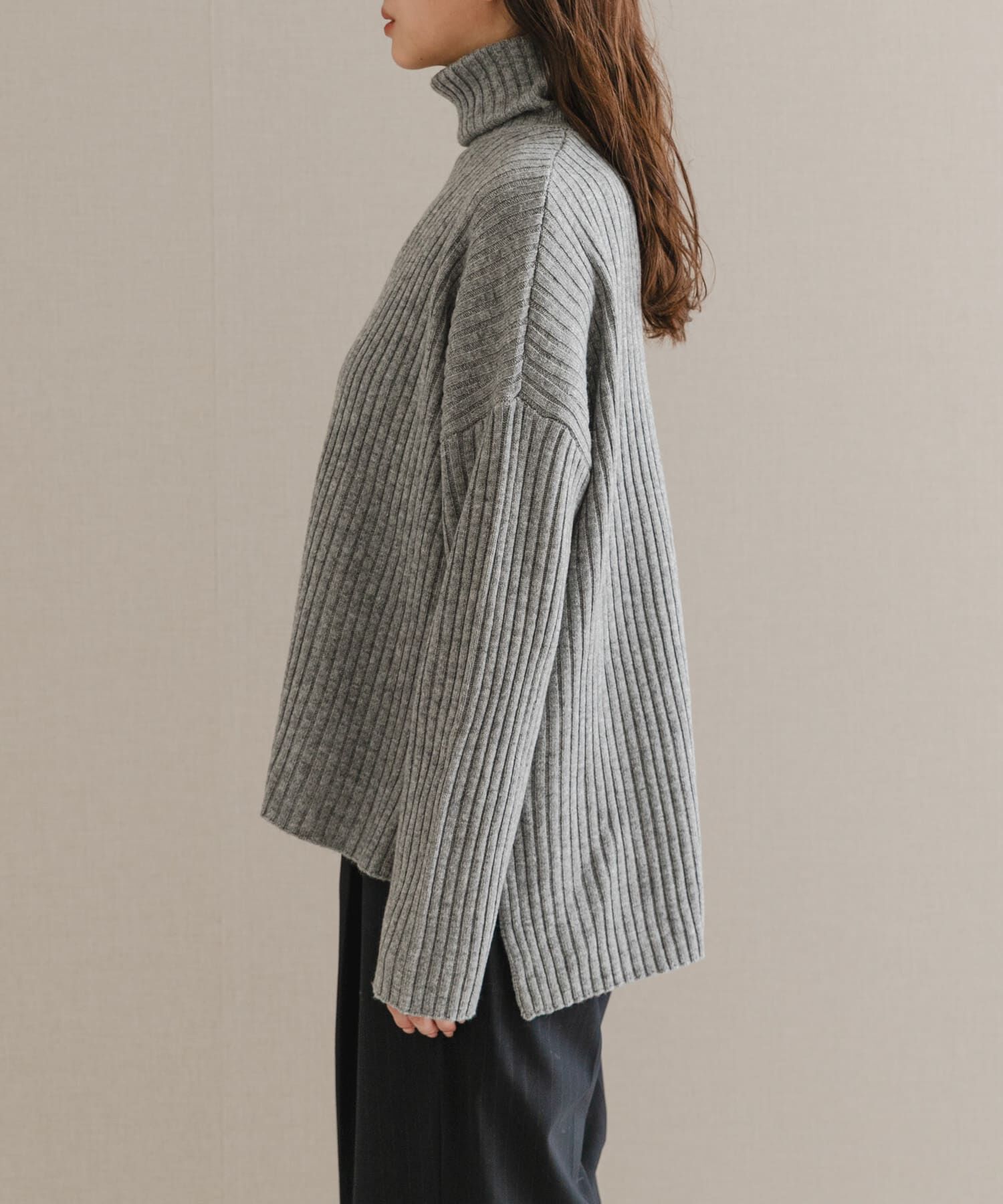 URBAN RESEARCH ROSSO「マシーンウォッシュ ワイドリブニット」|ニット・セーター|