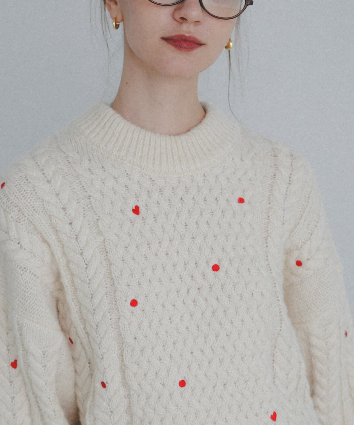 Sonny Label 「刺繍ケーブルニット」|ニット・セーター|アイボリー