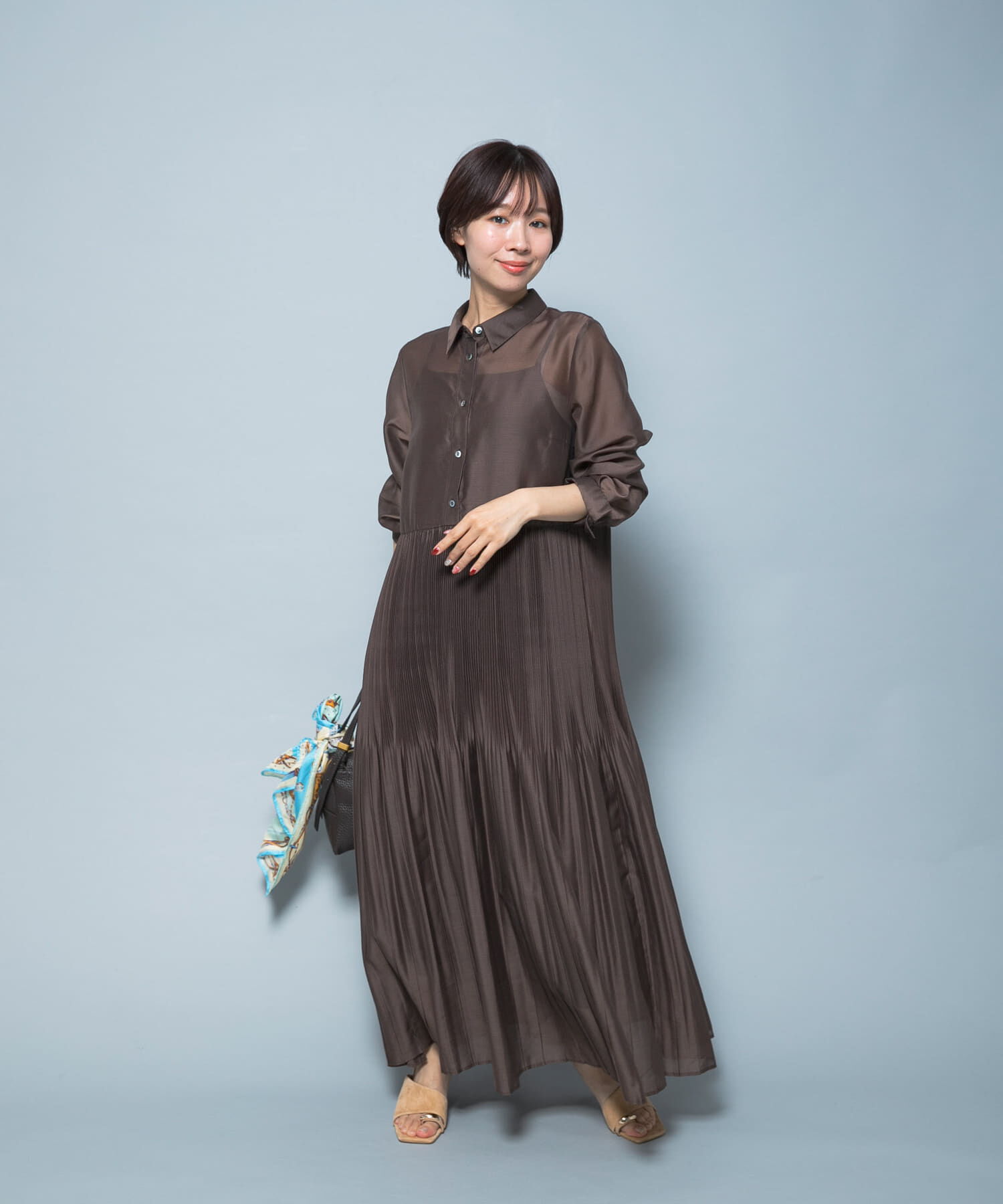 URBAN RESEARCH ROSSO「プリーツロングシャツワンピース」|ワンピース|