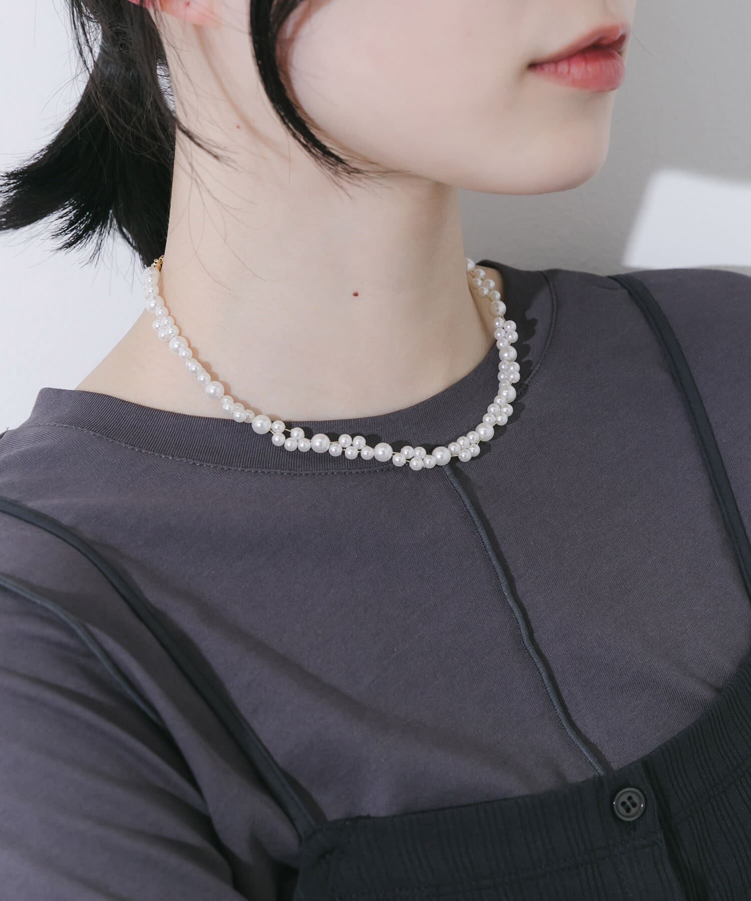 SMELLY「ランダムパールワイヤーチョーカー」|ネックレス|