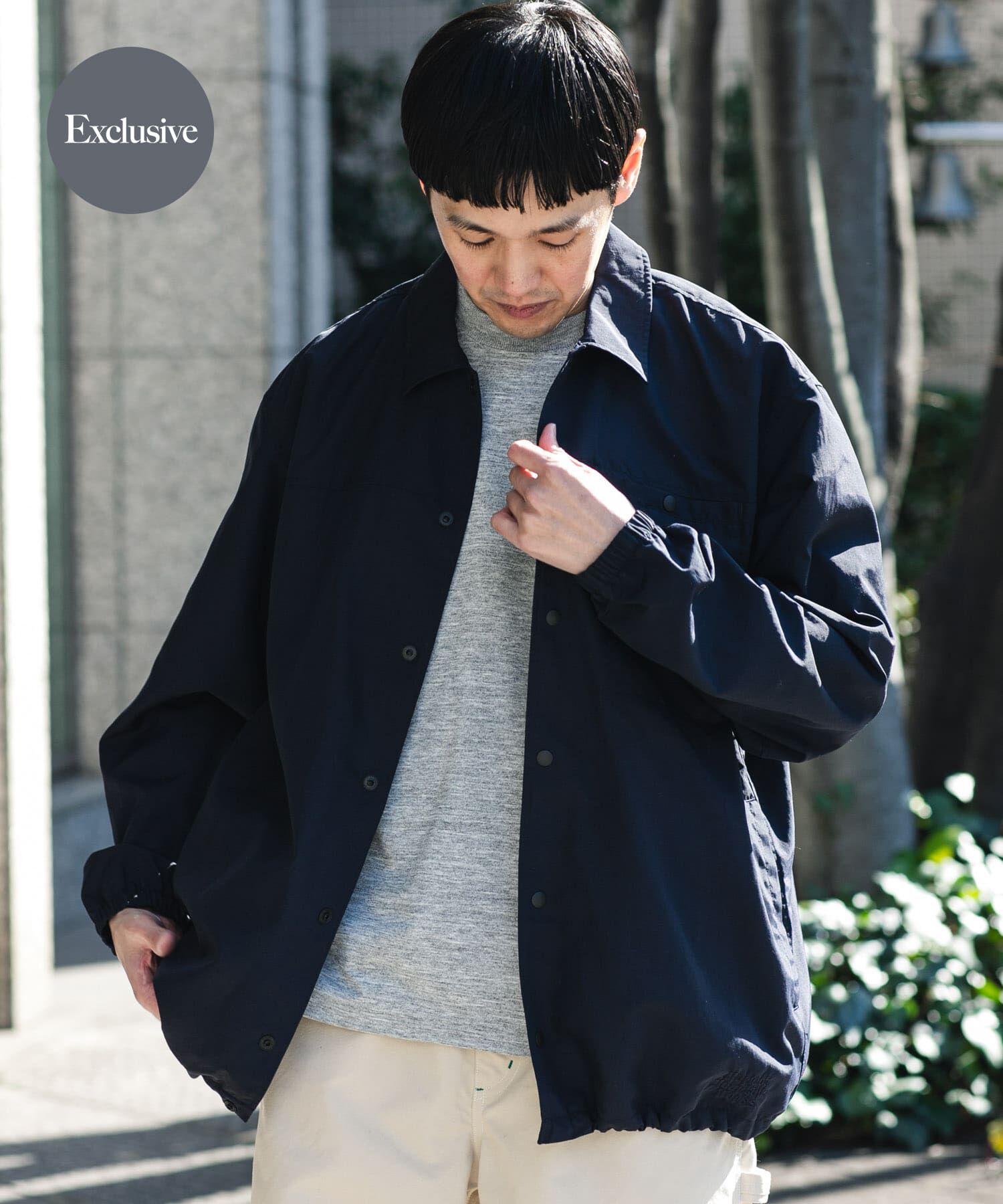 URBAN RESEARCH DOORS「『別注』Marmot&times;DOORS　COACH SHIRTS JACKET」|ノーカラーコート|ネイビー