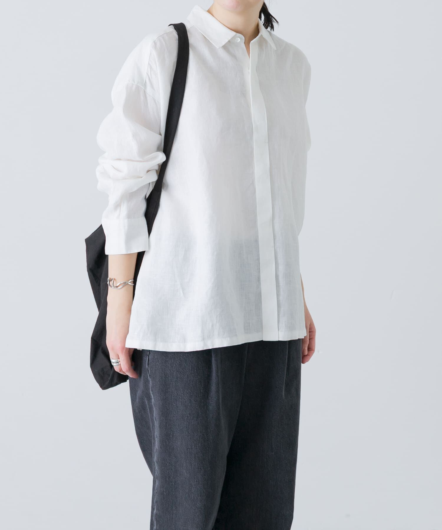 かぐれ「リネンレギュラーボックスシャツ」|シャツ・ブラウス|