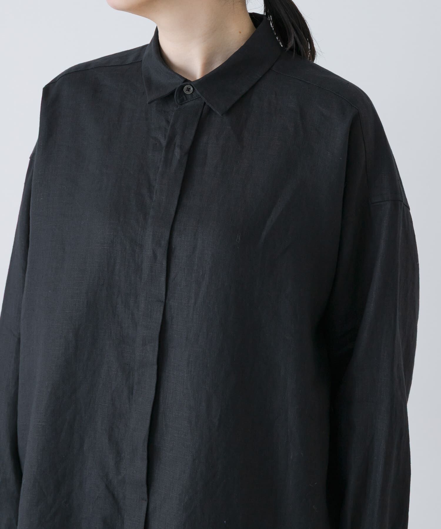 かぐれ「リネンレギュラーボックスシャツ」|シャツ・ブラウス|