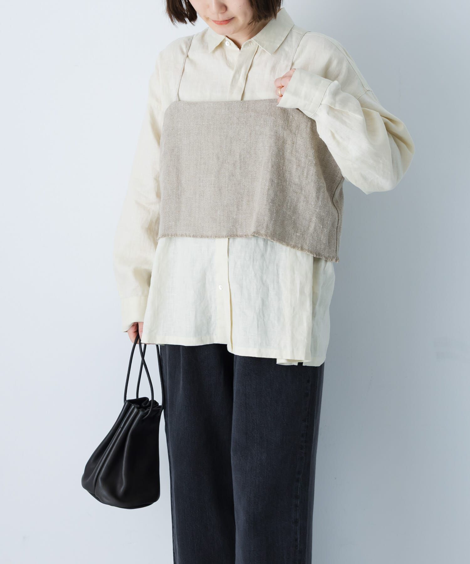 かぐれ「リネンレギュラーボックスシャツ」|シャツ・ブラウス|