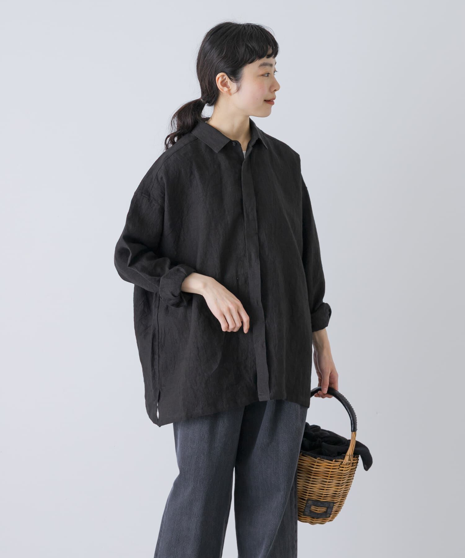 かぐれ「『ユニセックス』ドライリネンボックスシャツ」|シャツ・ブラウス|