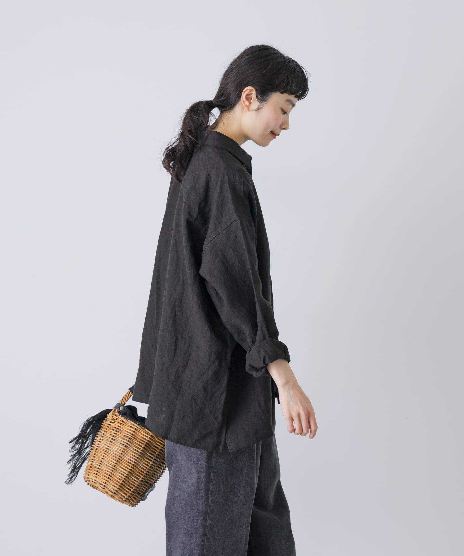 かぐれ「『ユニセックス』ドライリネンボックスシャツ」|シャツ・ブラウス|