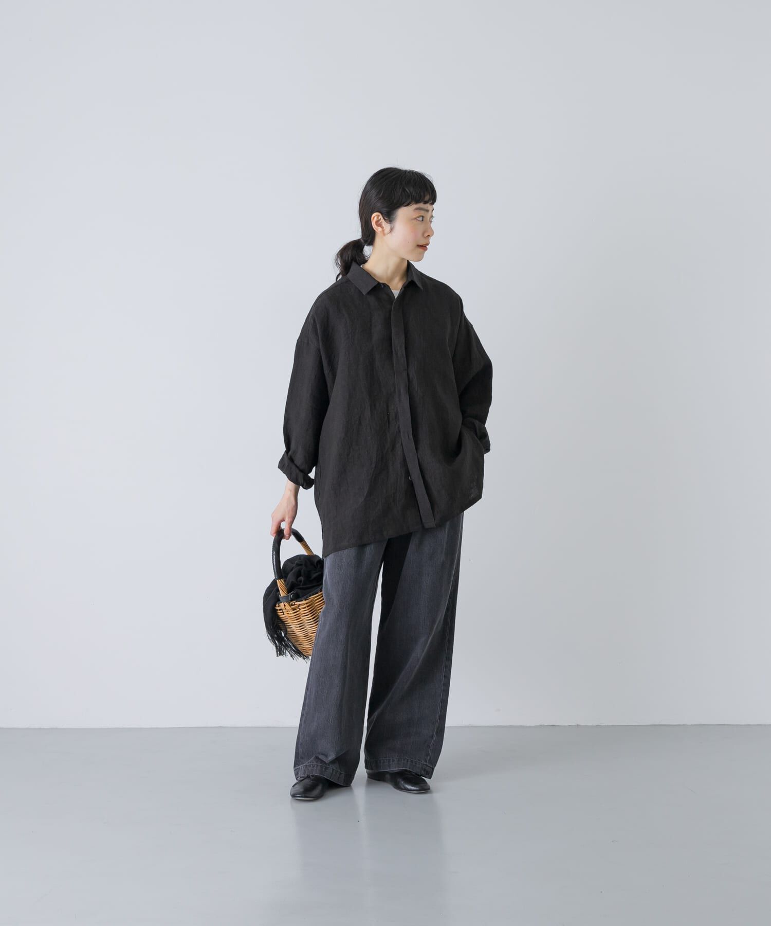 かぐれ「『ユニセックス』ドライリネンボックスシャツ」|シャツ・ブラウス|