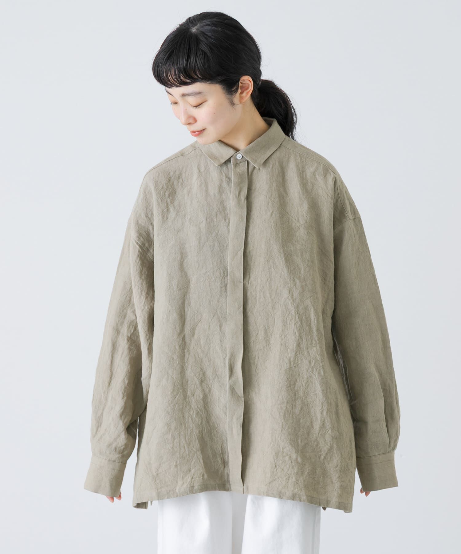 かぐれ「『ユニセックス』ドライリネンボックスシャツ」|シャツ・ブラウス|