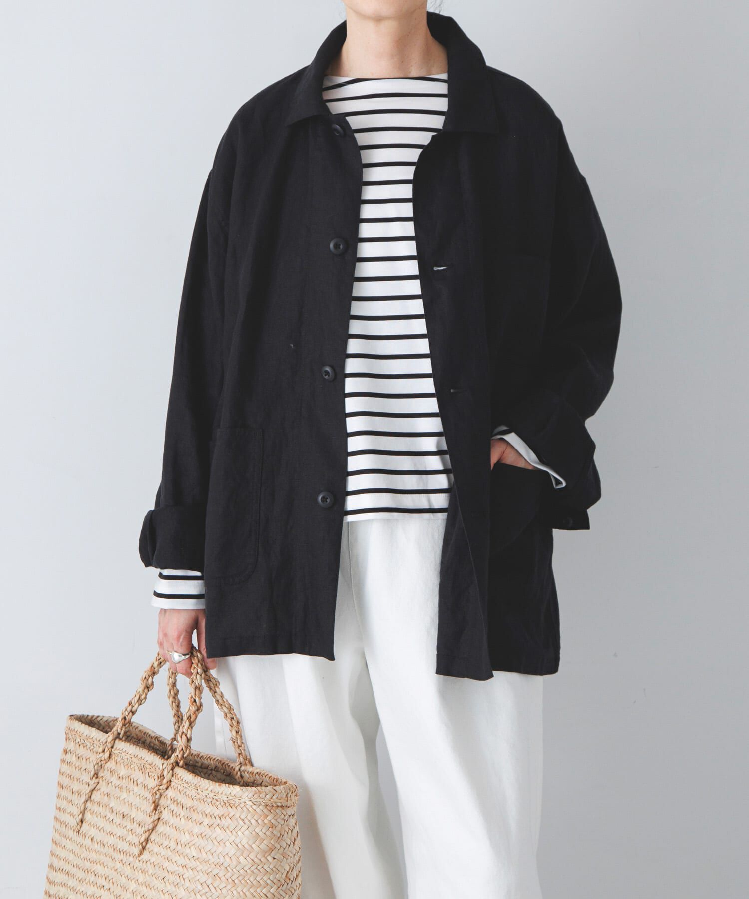 かぐれ「『ユニセックス』リネンカバーオール」|その他|ブラック