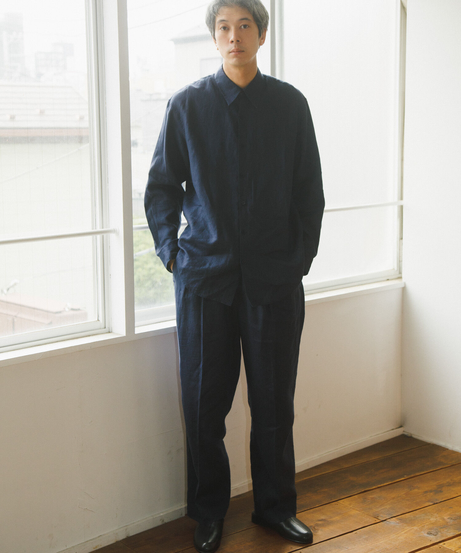 URBAN RESEARCH「LINEN WIDE EASY PANTS」|その他|ネイビー