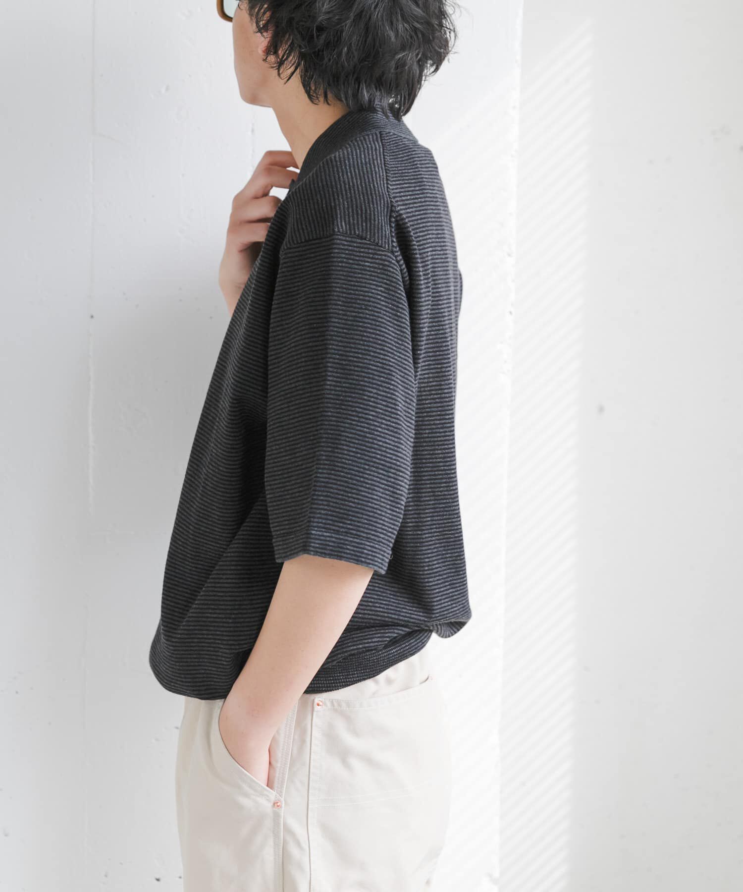 URBAN RESEARCH DOORS「FORK&SPOON　ボーダーショートスリーブニットポロ」|ニット・セーター|