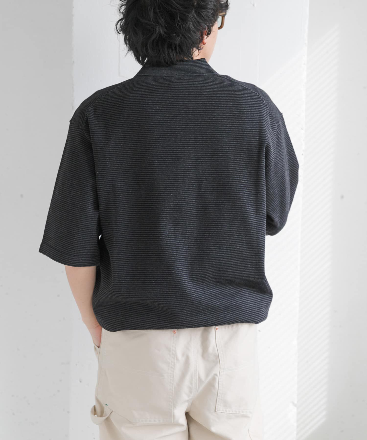 URBAN RESEARCH DOORS「FORK&SPOON　ボーダーショートスリーブニットポロ」|ニット・セーター|
