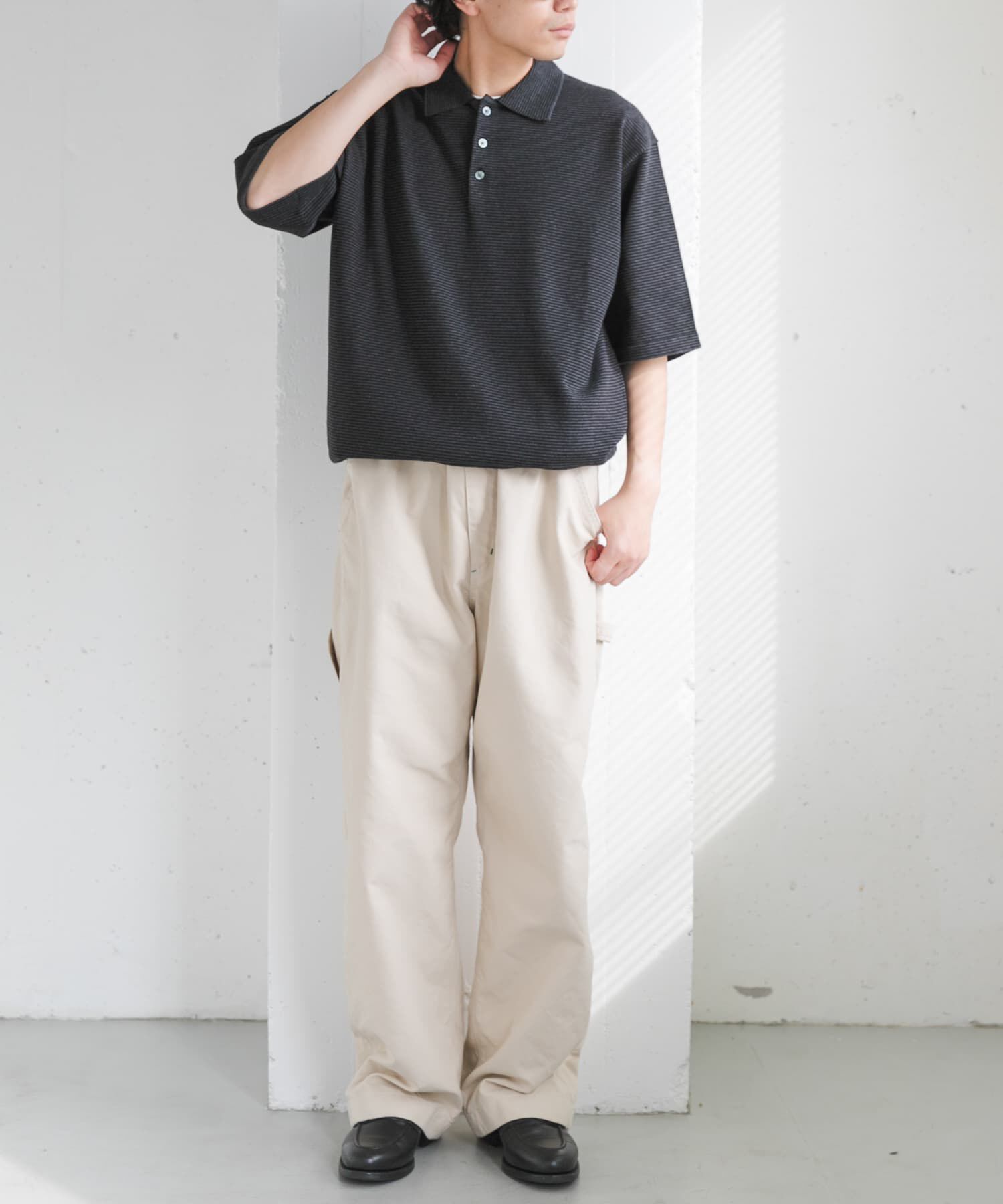 URBAN RESEARCH DOORS「FORK&SPOON　ボーダーショートスリーブニットポロ」|ニット・セーター|