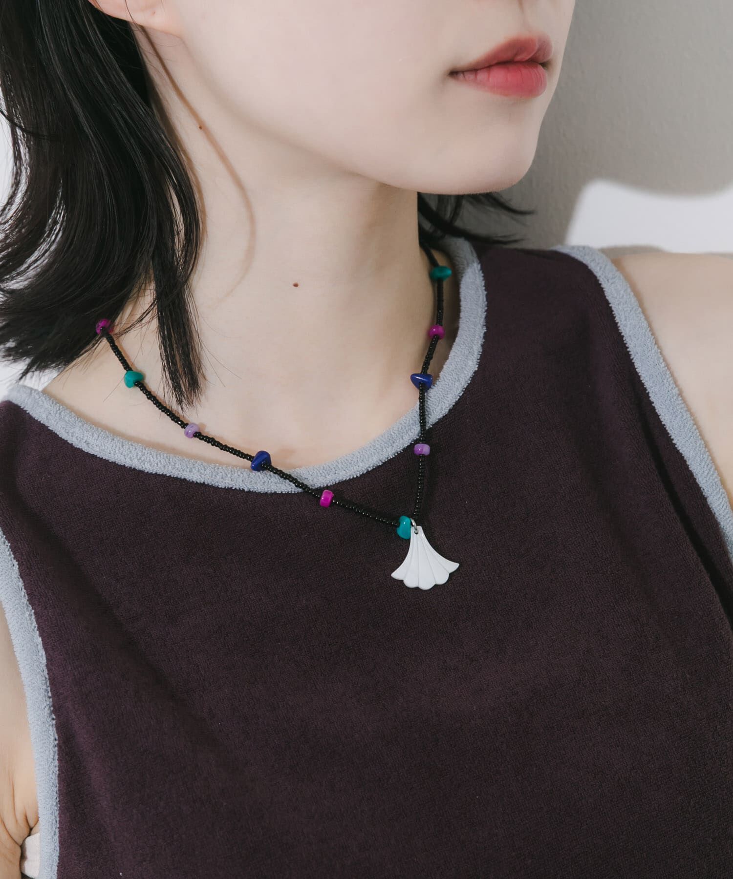 SMELLY「ステンレスシェルモチーフビーズネックレス」|ネックレス|