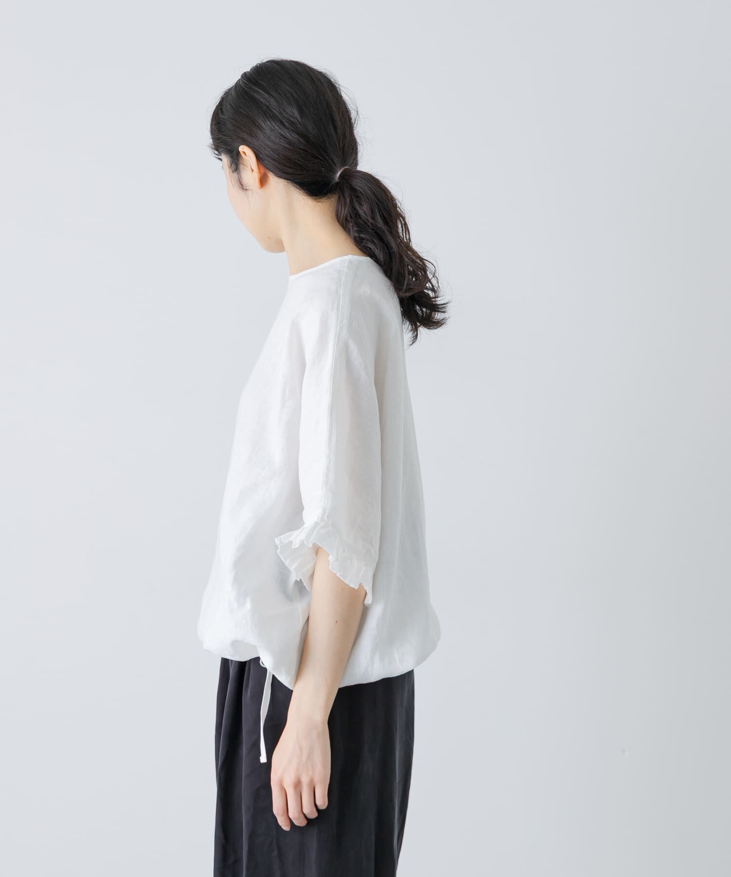 かぐれ「リネンフリルスリーブプルオーバー」|シャツ・ブラウス|