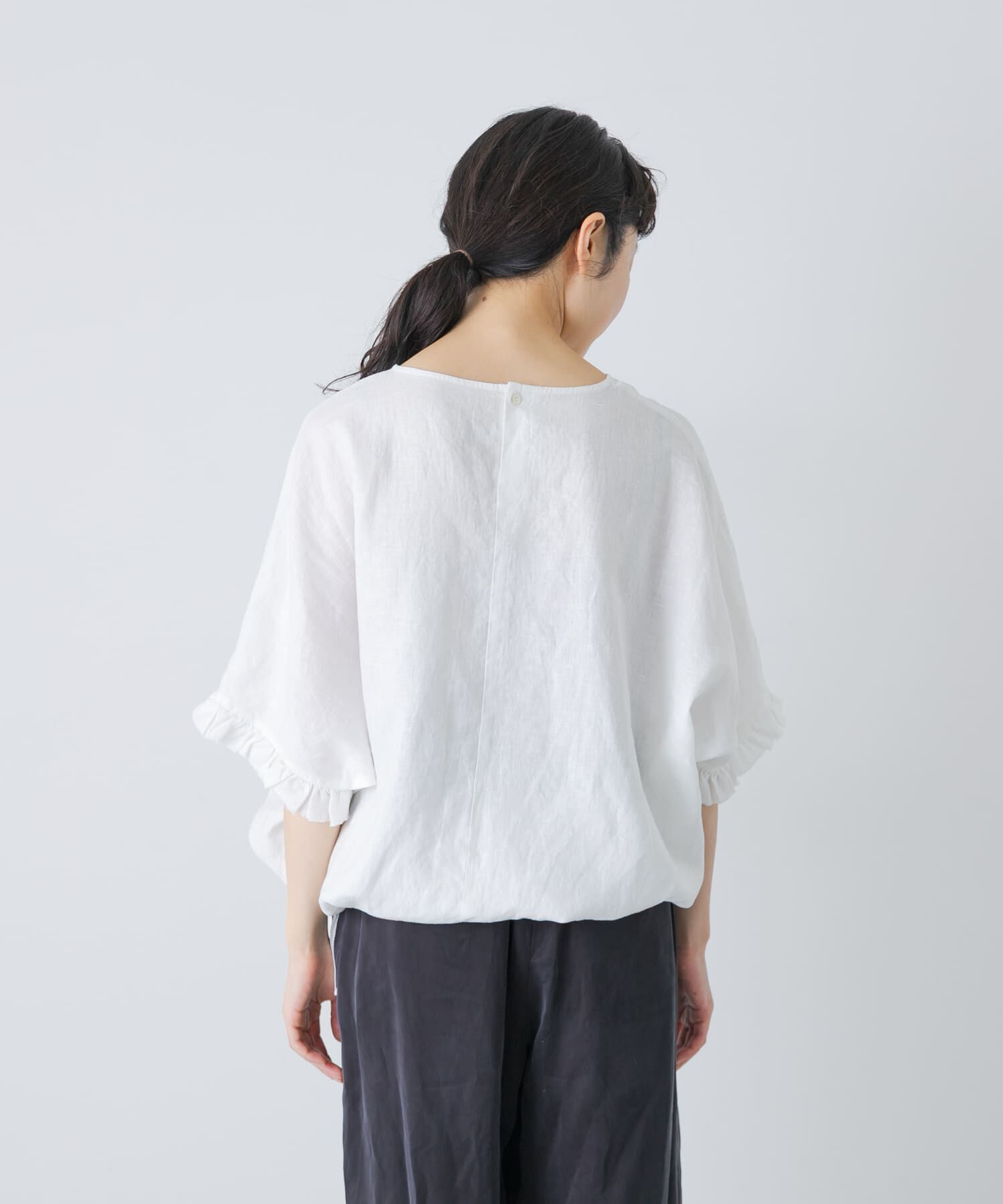 かぐれ「リネンフリルスリーブプルオーバー」|シャツ・ブラウス|