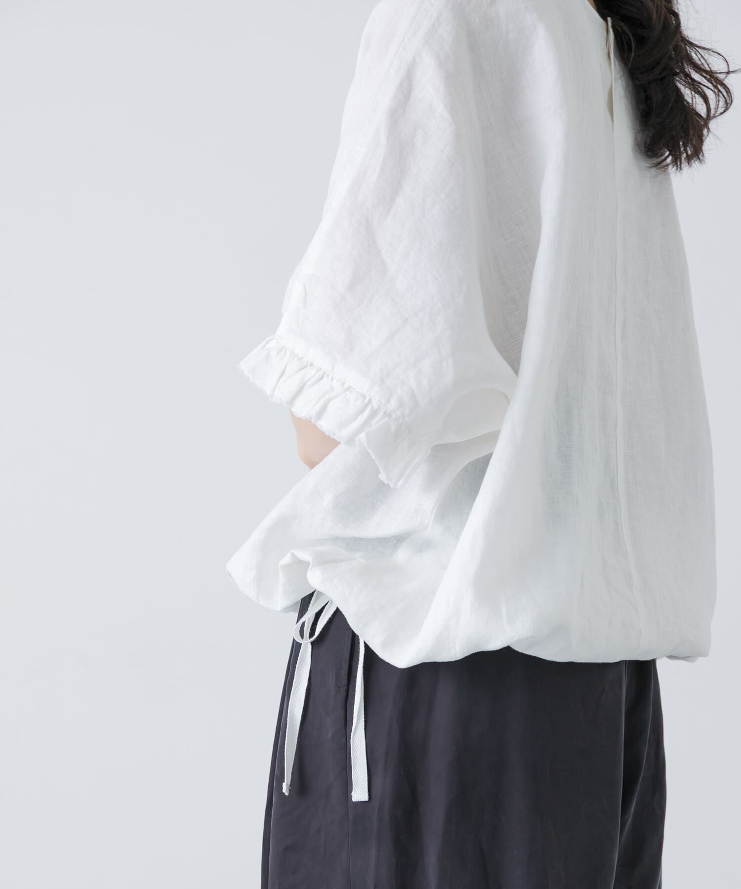 かぐれ「リネンフリルスリーブプルオーバー」|シャツ・ブラウス|