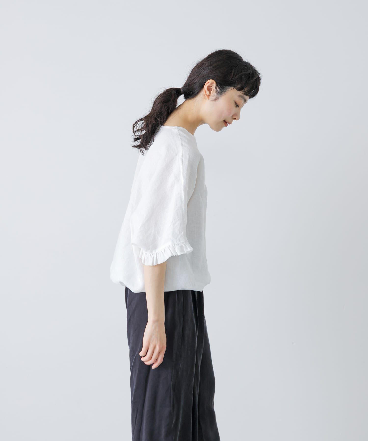 かぐれ「リネンフリルスリーブプルオーバー」|シャツ・ブラウス|