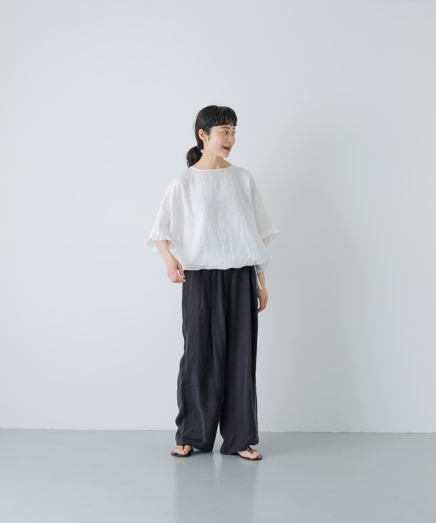 かぐれ「リネンフリルスリーブプルオーバー」|シャツ・ブラウス|