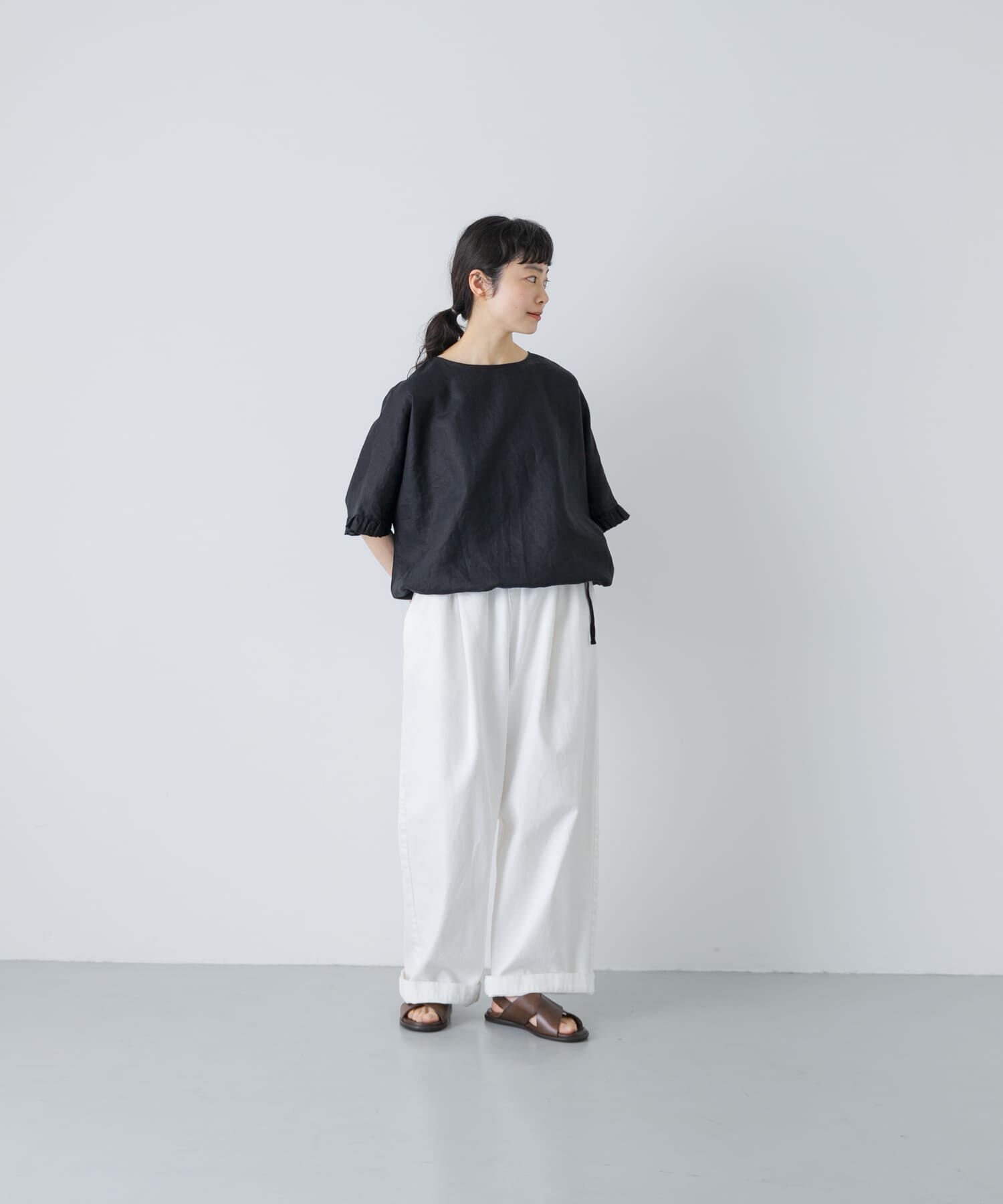 かぐれ「リネンフリルスリーブプルオーバー」|シャツ・ブラウス|