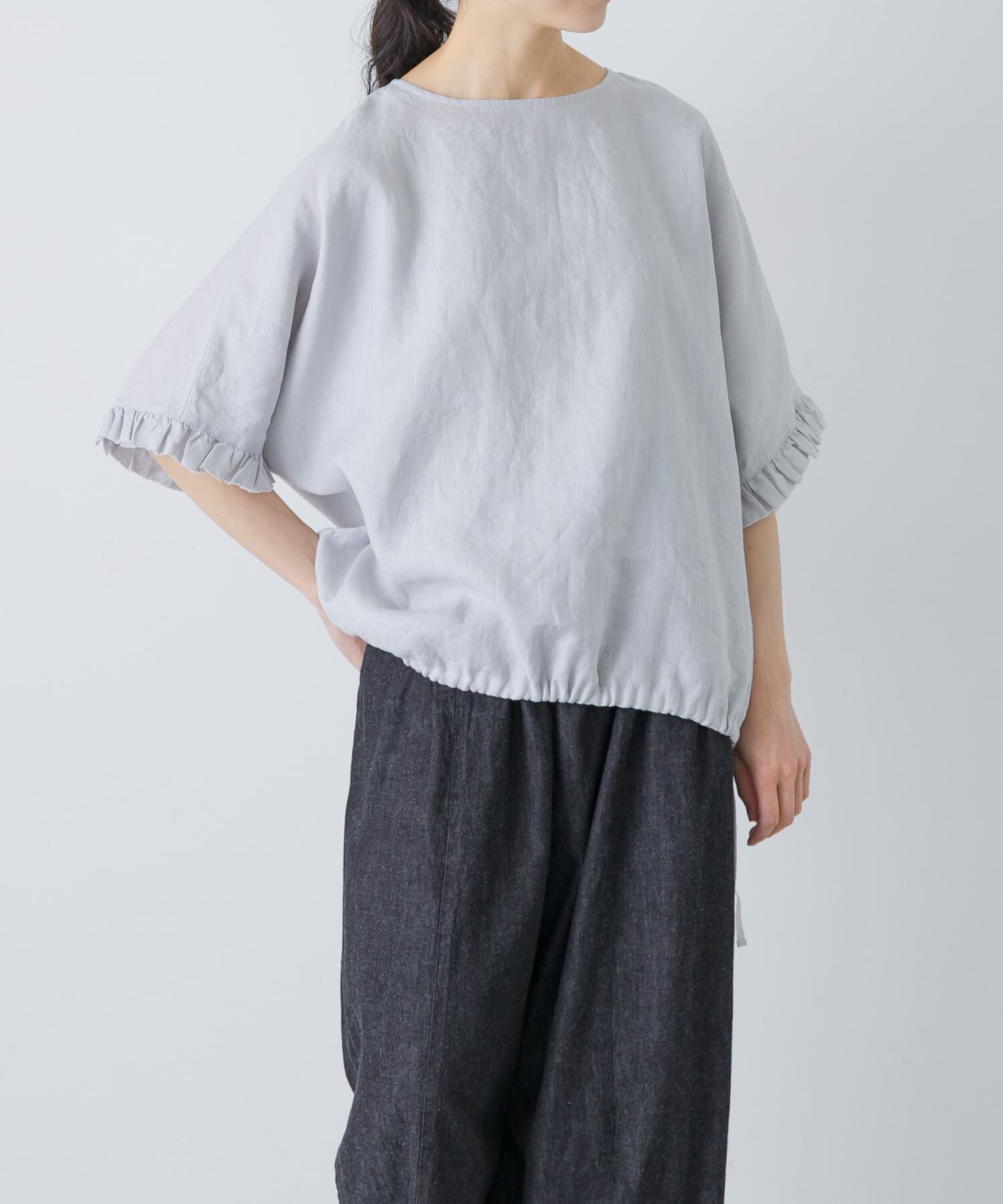 かぐれ「リネンフリルスリーブプルオーバー」|シャツ・ブラウス|