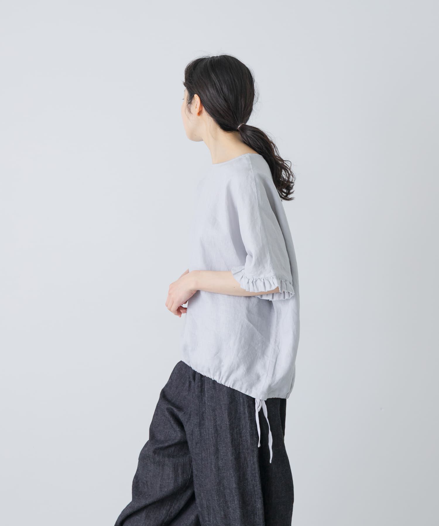 かぐれ「リネンフリルスリーブプルオーバー」|シャツ・ブラウス|