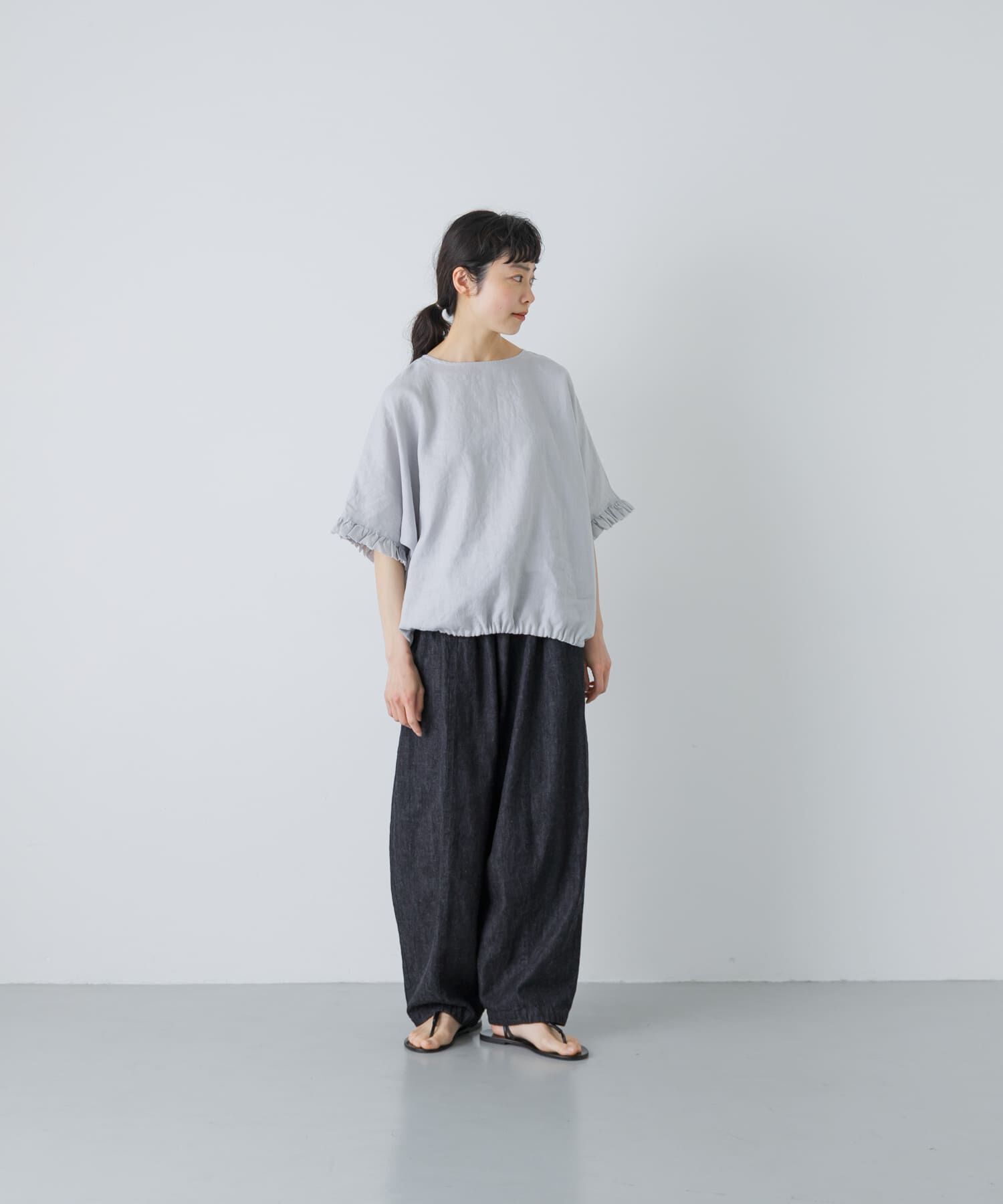 かぐれ「リネンフリルスリーブプルオーバー」|シャツ・ブラウス|