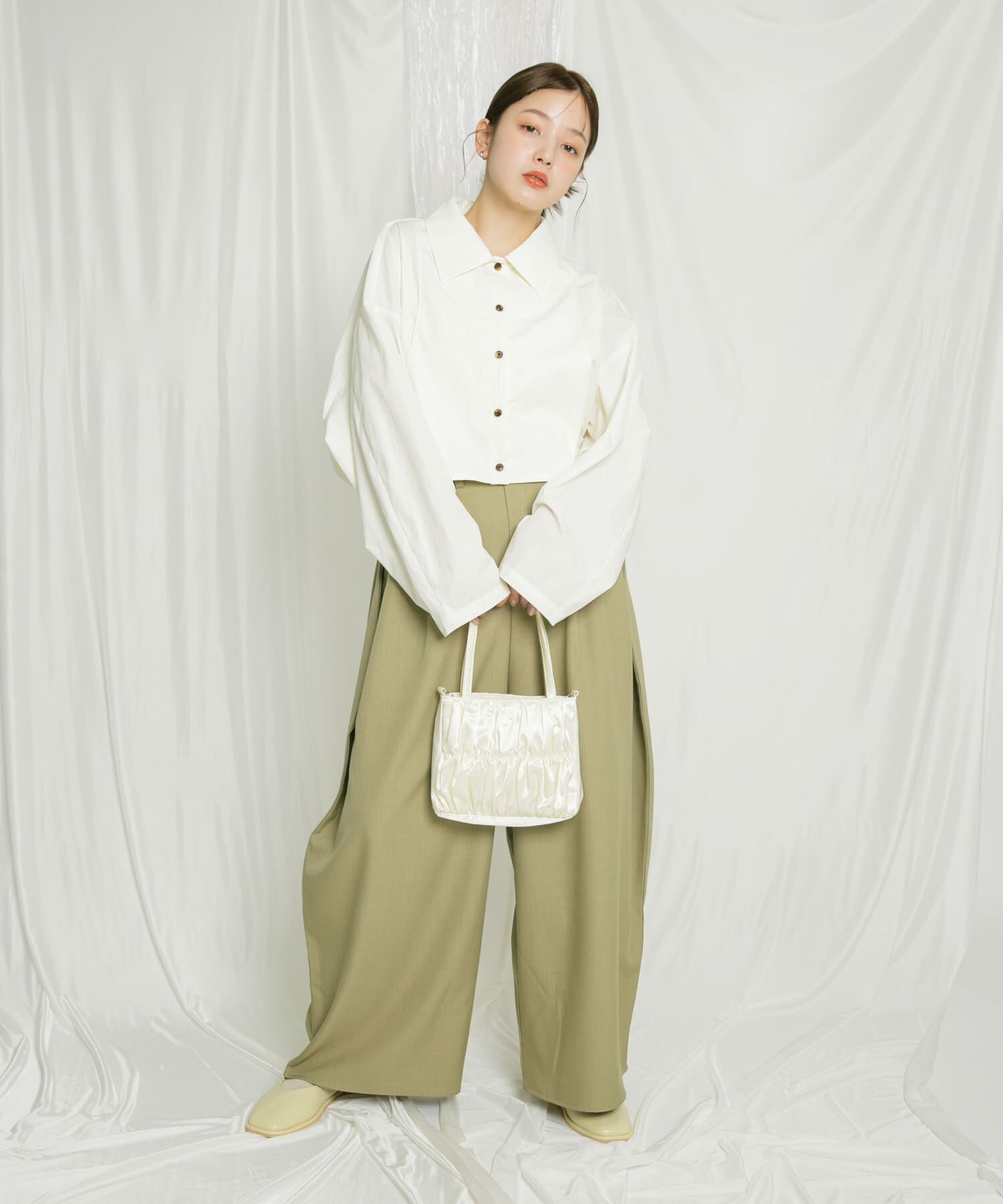  「サテンギャザーハンドBAG」|ハンドバッグ|