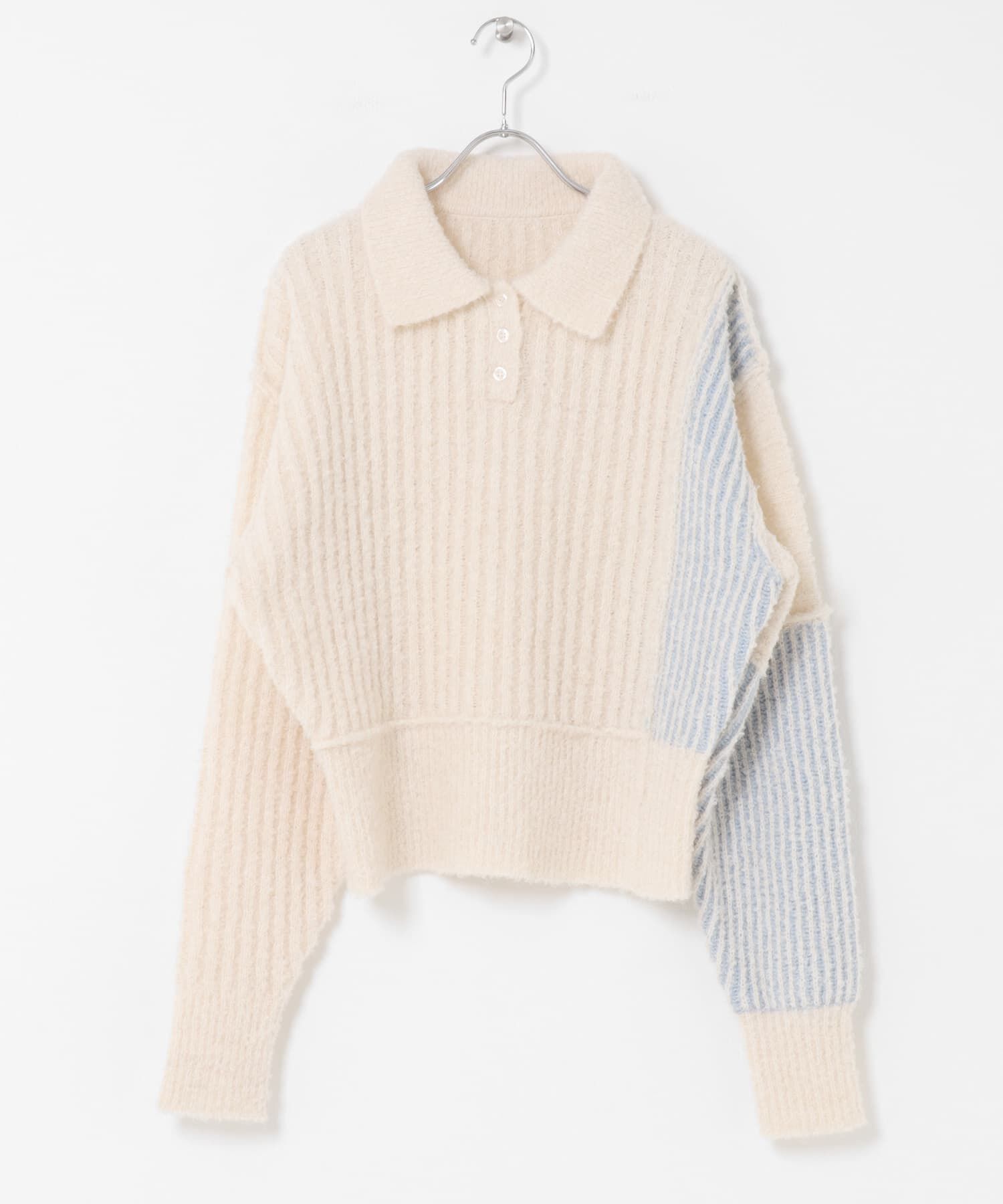  「バイカラーデザインスリーブニット」|ニット・セーター|