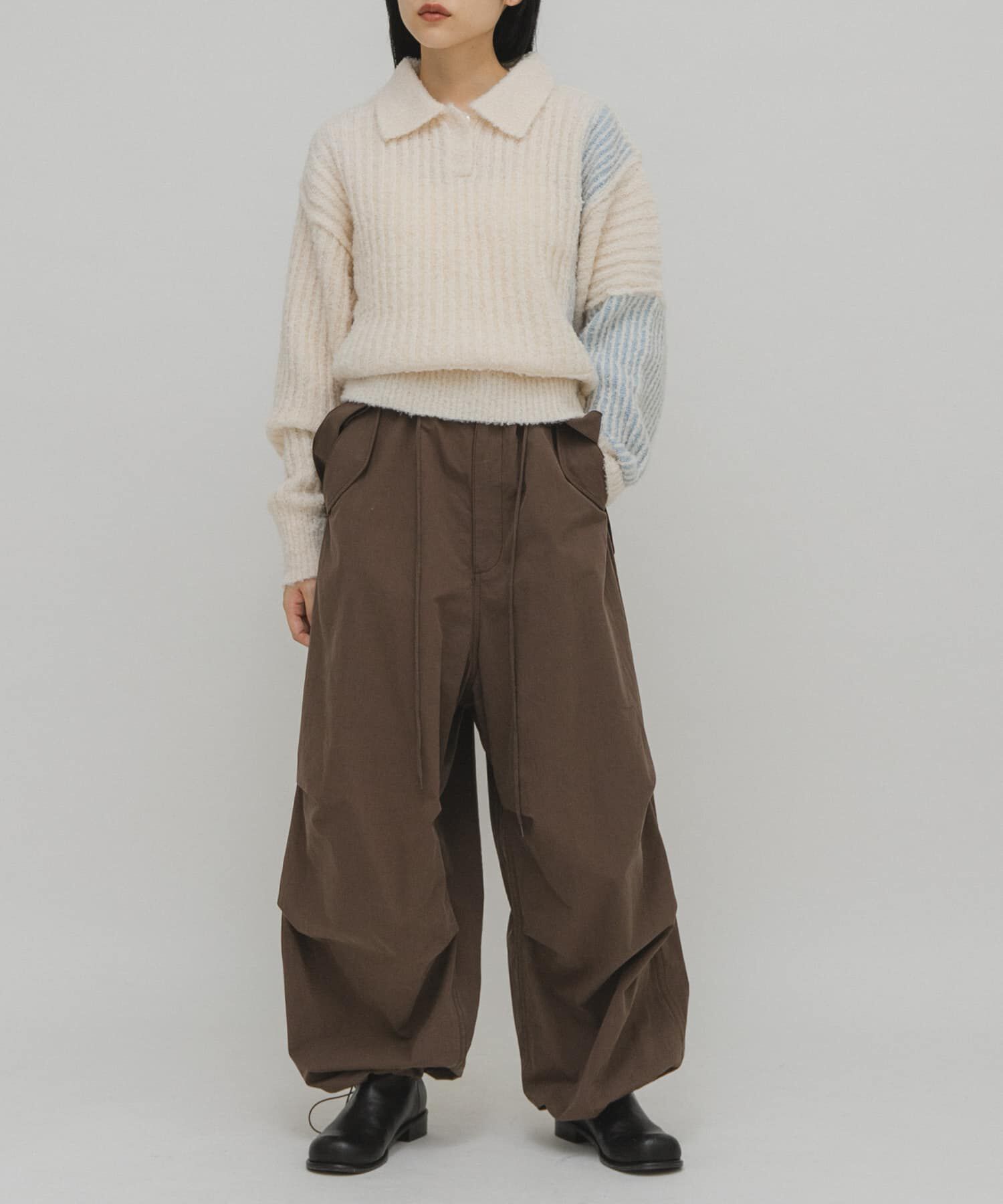  「バイカラーデザインスリーブニット」|ニット・セーター|