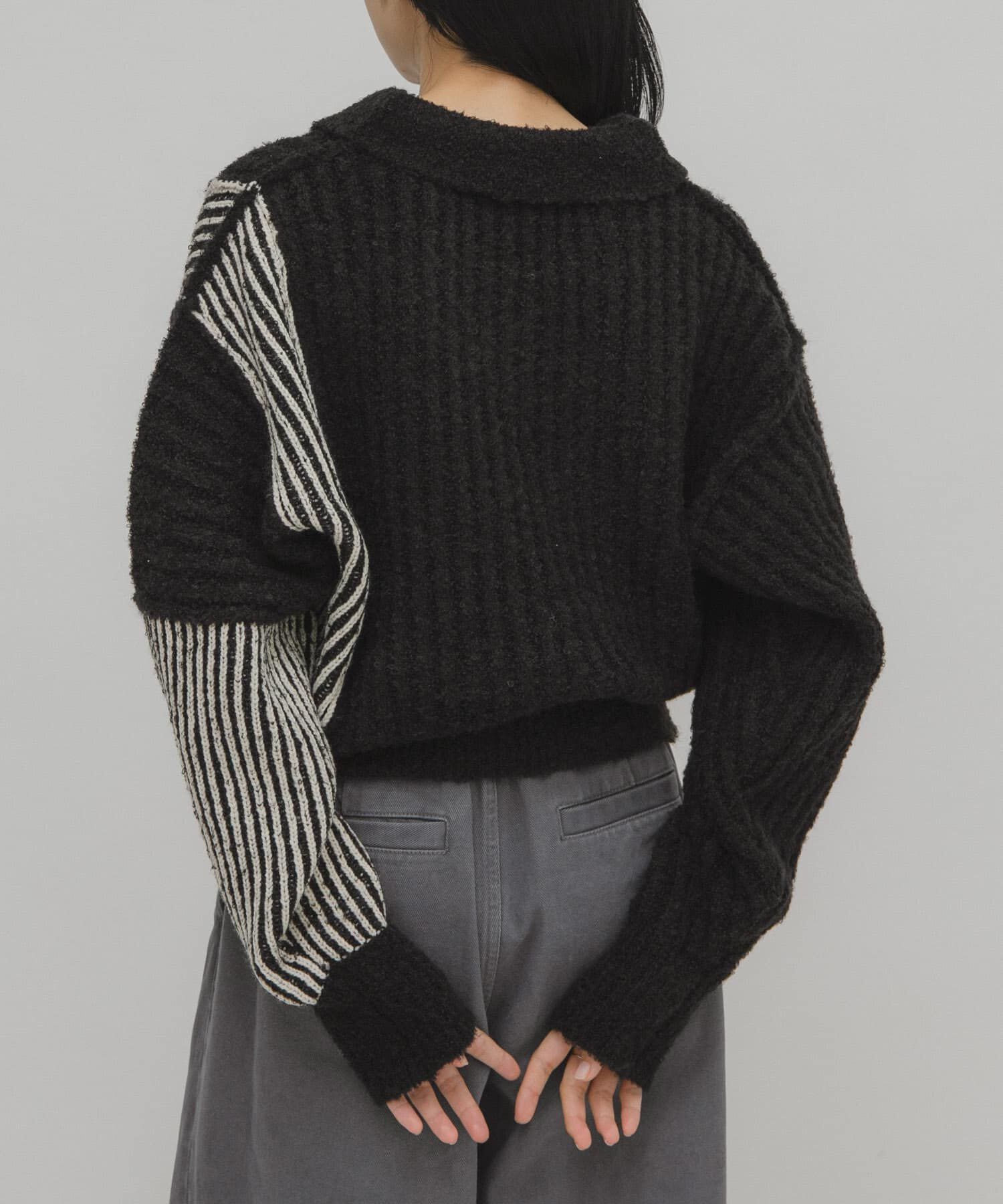  「バイカラーデザインスリーブニット」|ニット・セーター|