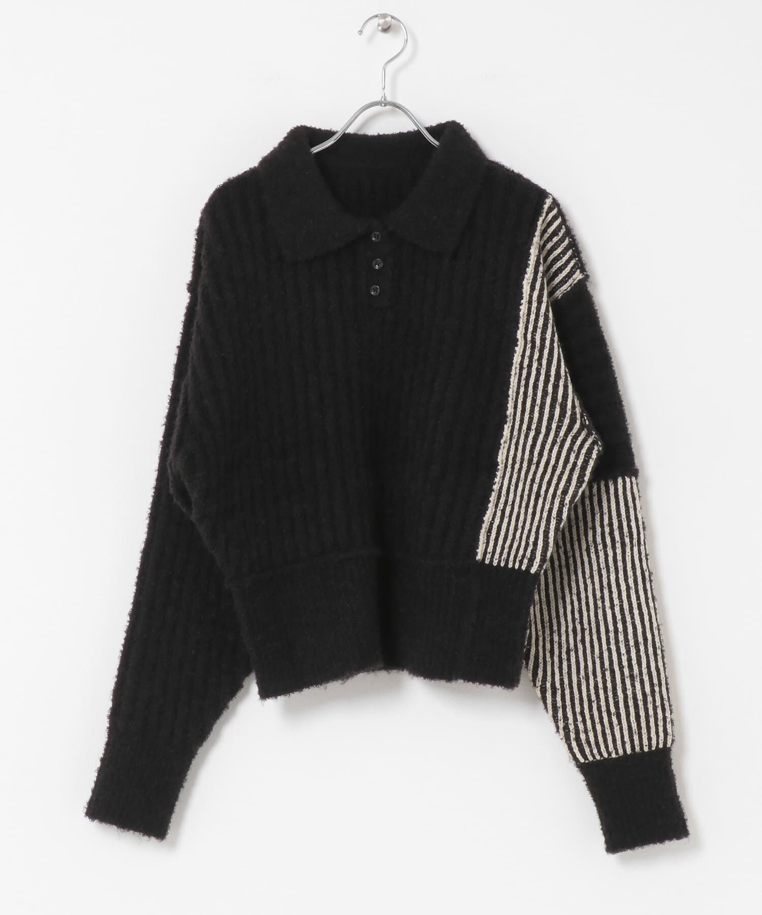  「バイカラーデザインスリーブニット」|ニット・セーター|