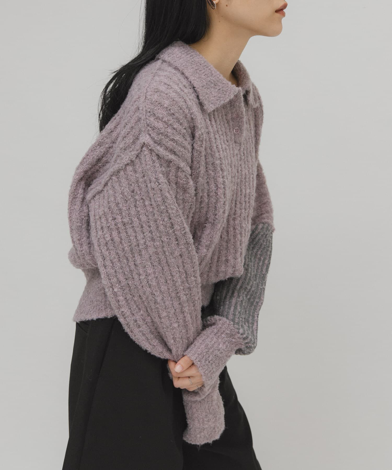  「バイカラーデザインスリーブニット」|ニット・セーター|