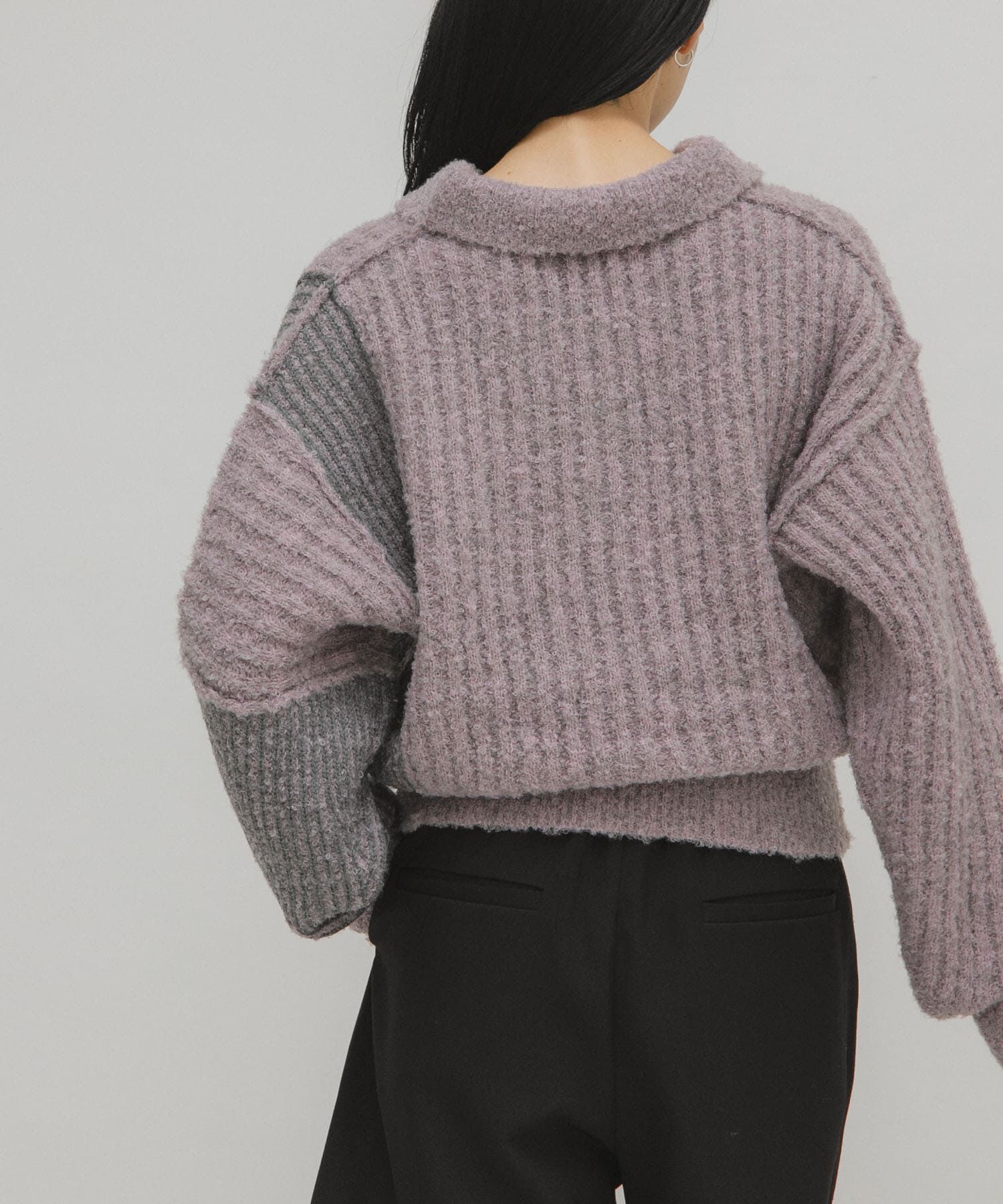  「バイカラーデザインスリーブニット」|ニット・セーター|