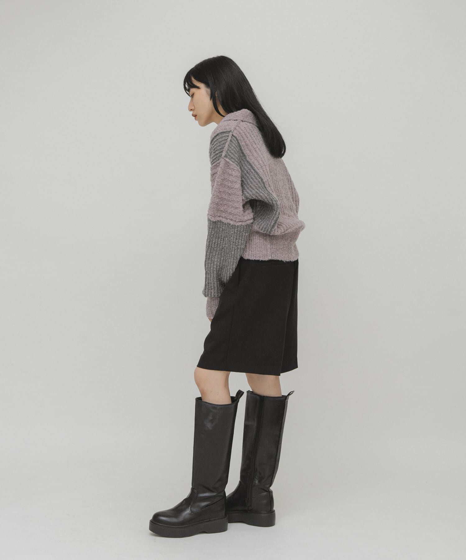  「バイカラーデザインスリーブニット」|ニット・セーター|