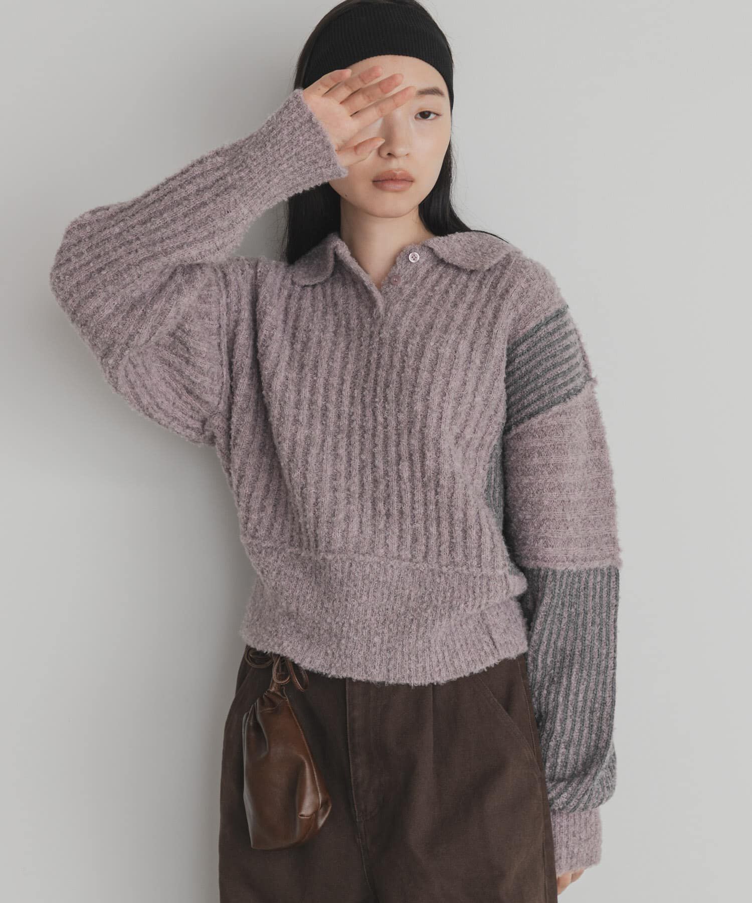  「バイカラーデザインスリーブニット」|ニット・セーター|