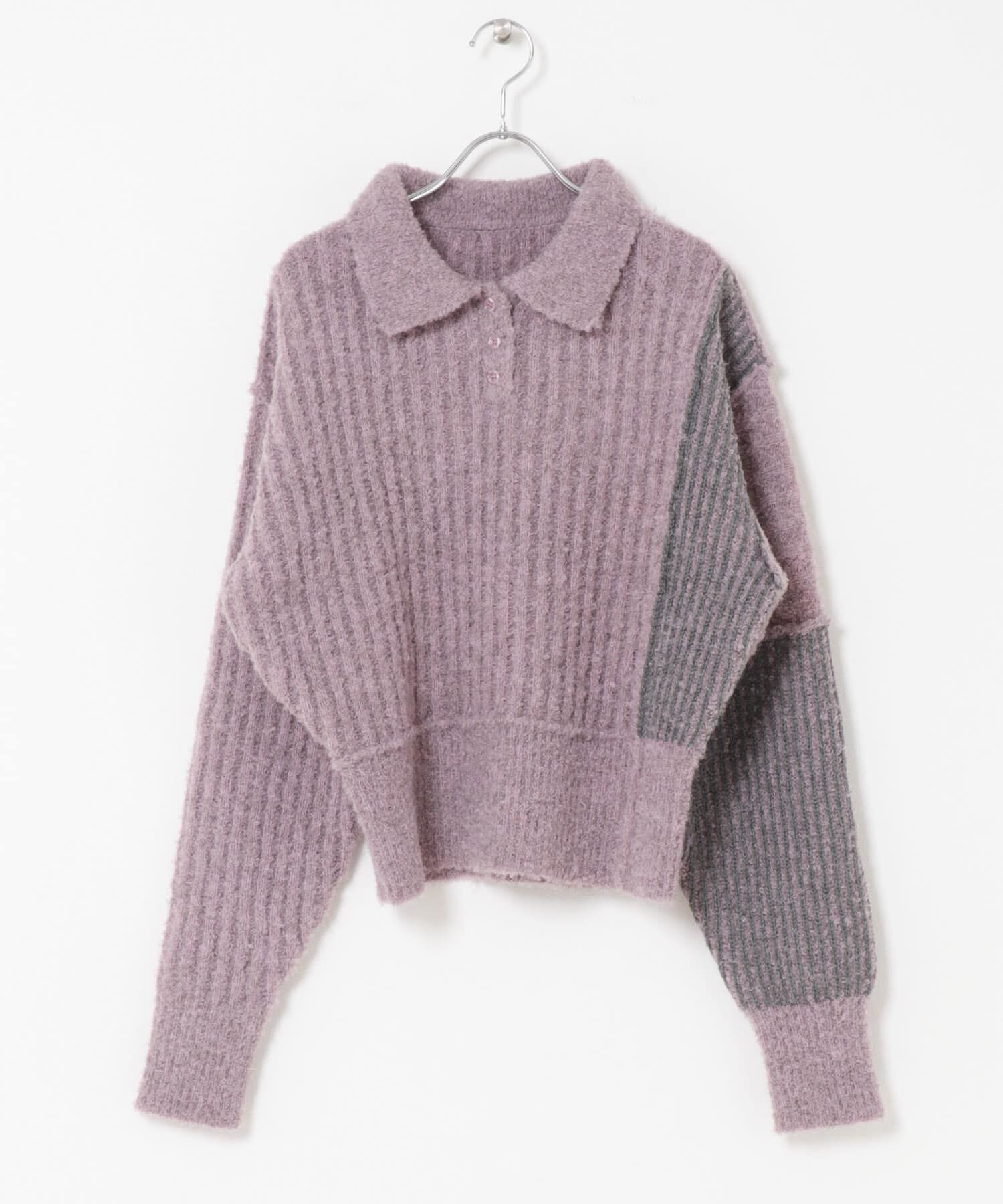  「バイカラーデザインスリーブニット」|ニット・セーター|