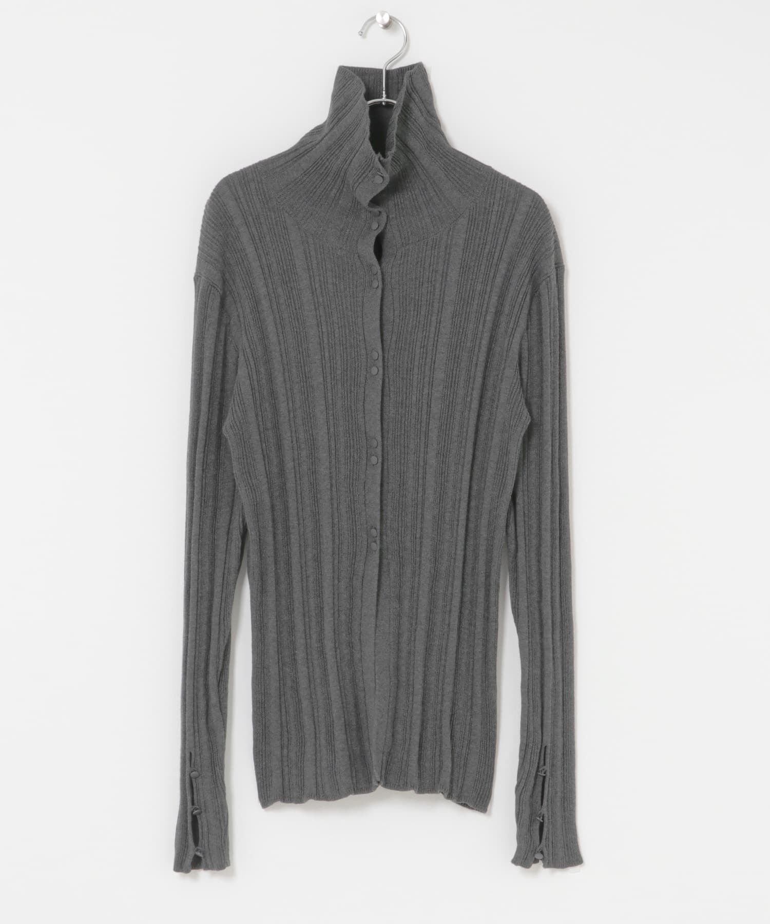  「ボタンアップランダムRIBニット」|ニット・セーター|