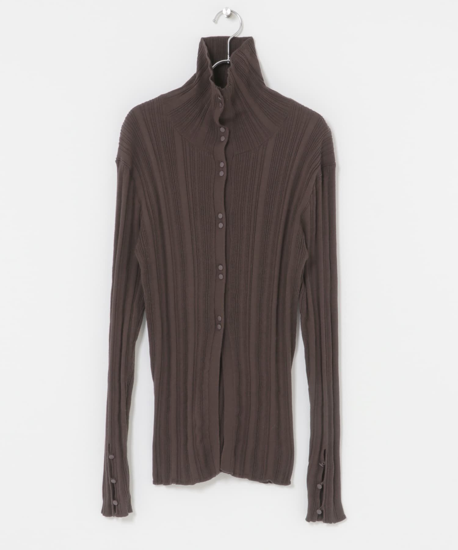  「ボタンアップランダムRIBニット」|ニット・セーター|