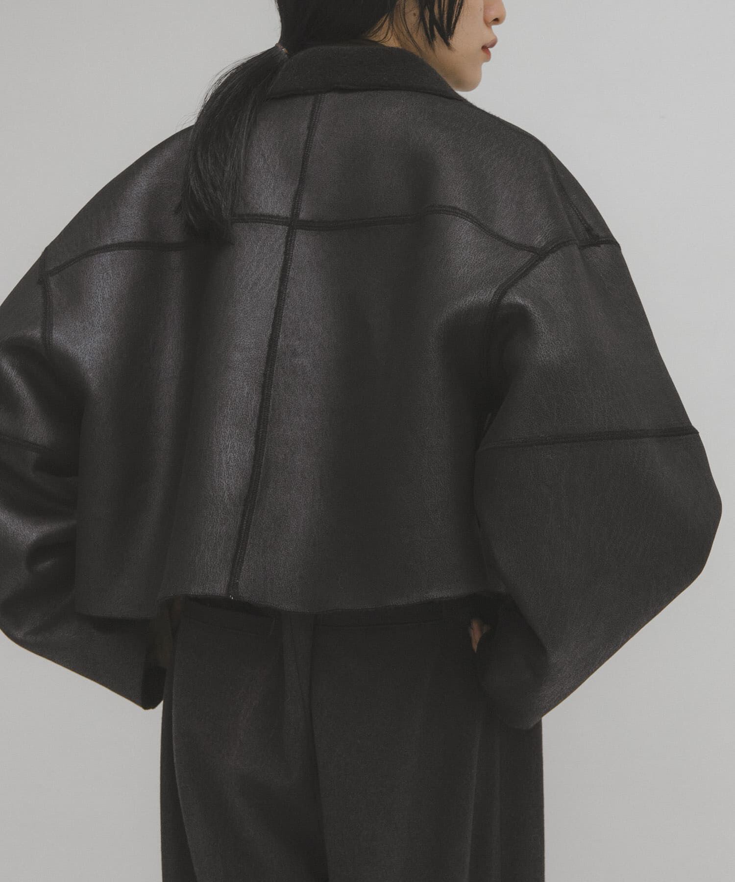  「リバーシブルボアジャケット」|ノーカラーコート|