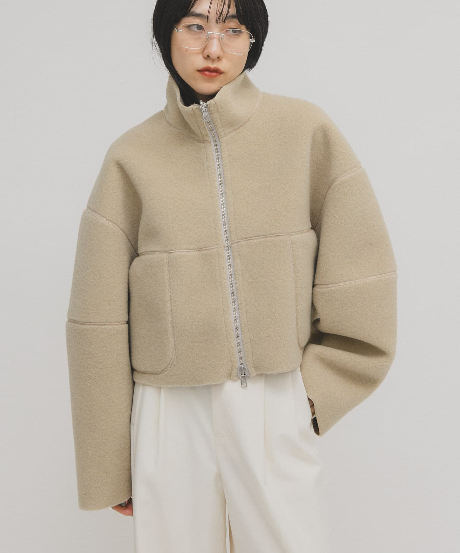  「リバーシブルボアジャケット」|ノーカラーコート|