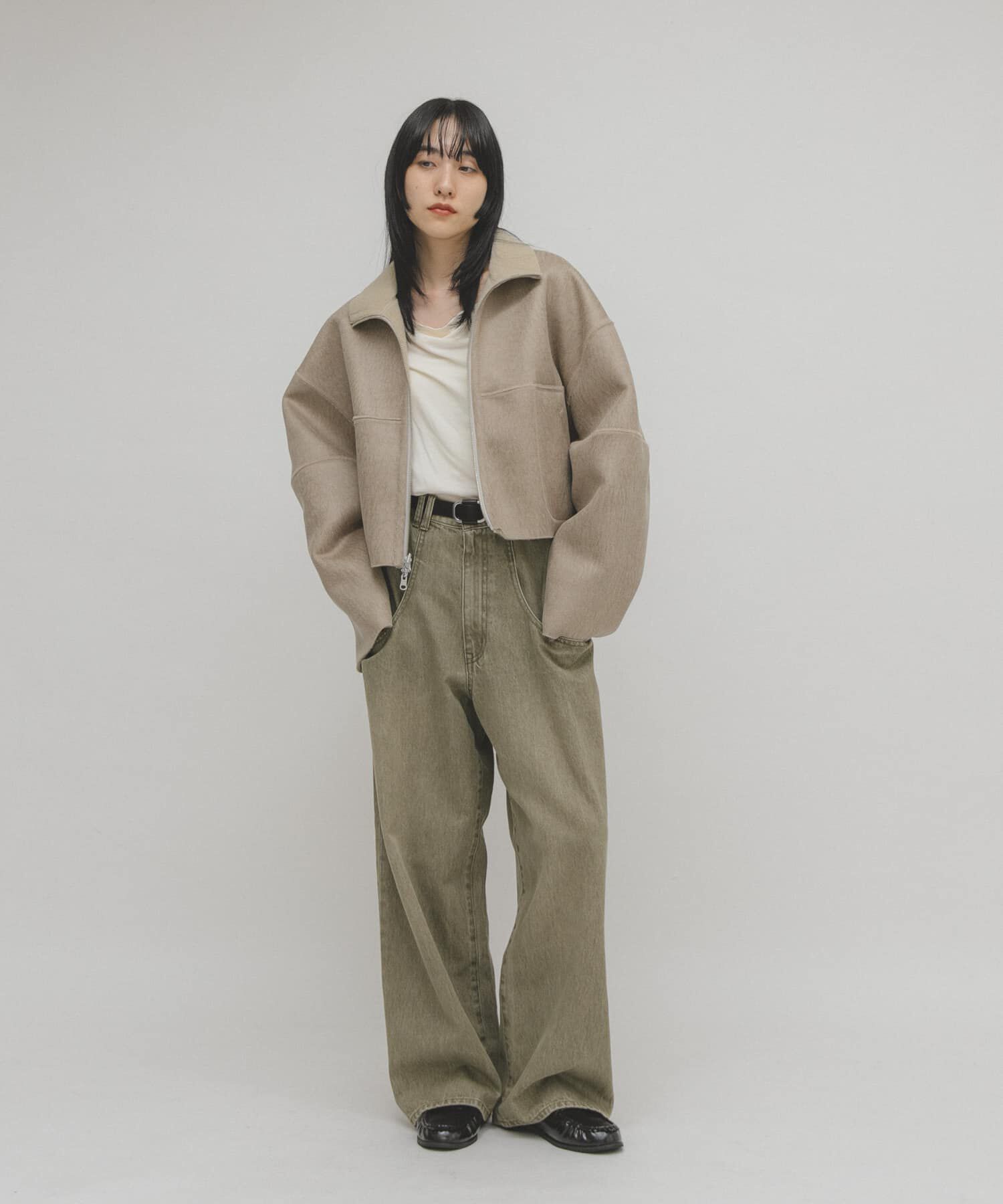  「リバーシブルボアジャケット」|ノーカラーコート|