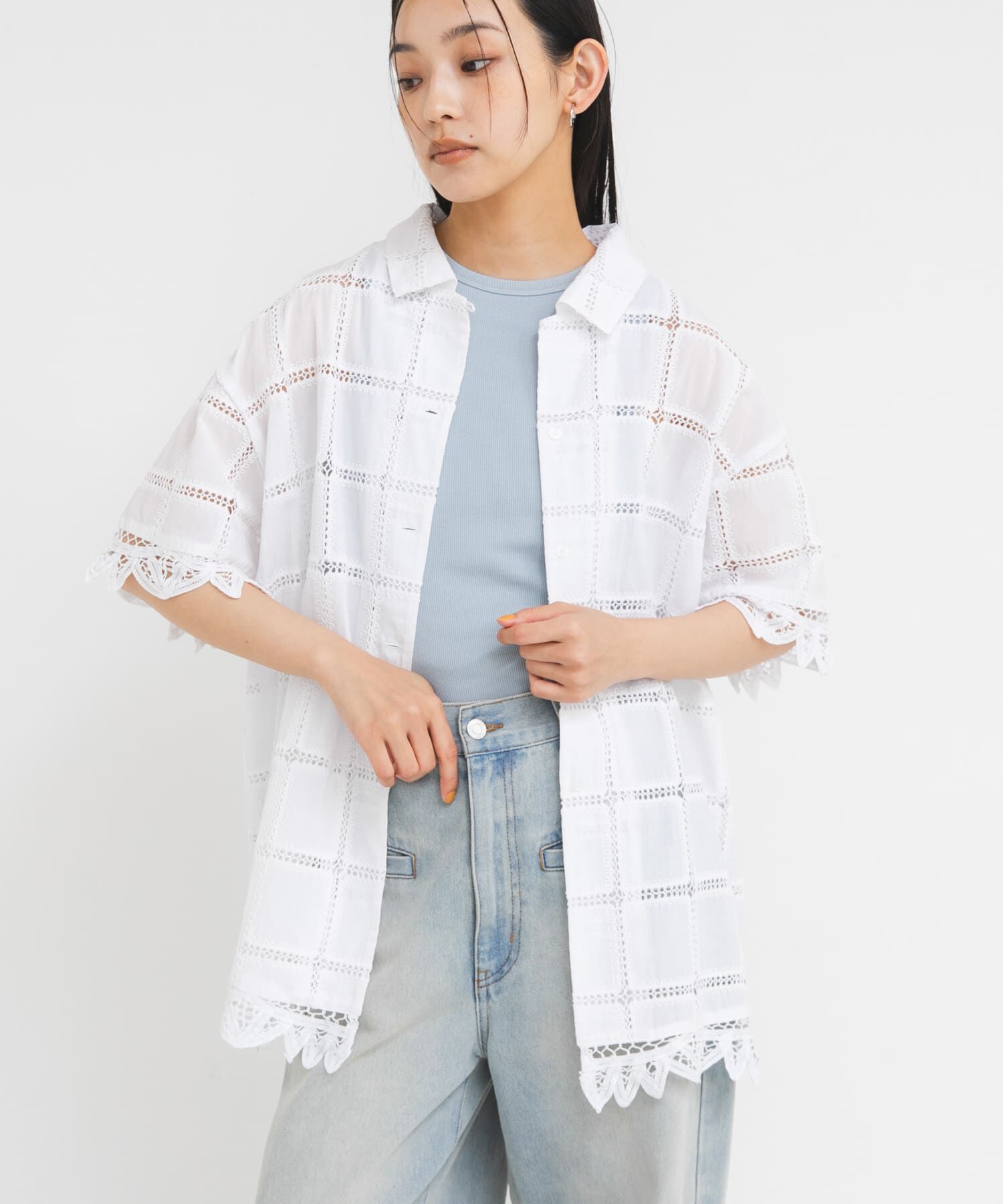  「アイレットエンブロイダリーシャツ」|シャツ・ブラウス|