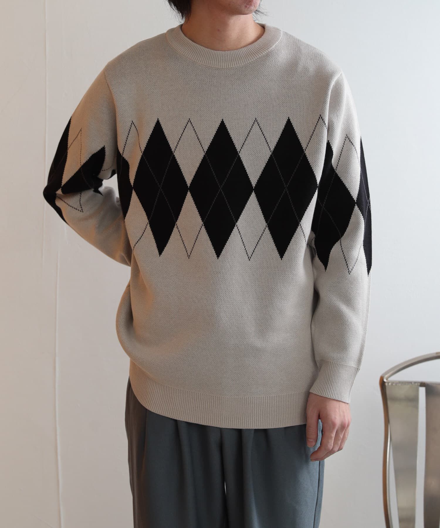 SENSE OF PLACE by URBAN RESEARCH「アーガイルクルーネックセーター」|ニット・セーター|
